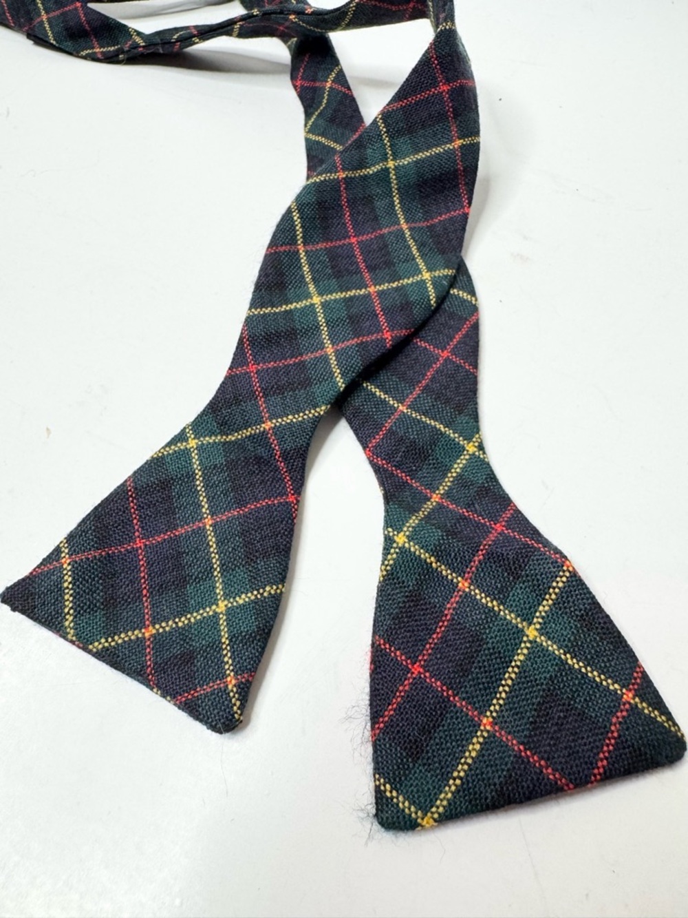 Rugby Ralph Lauren Bow Tie Wool Made In Italy Tartan Plaid Green Scottish Self
